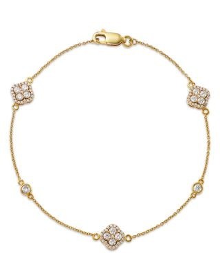 Bloomingdale's Fine Collection Diamond Clover Station Bracelet in 14K Yellow Gold, 0.70 tcw