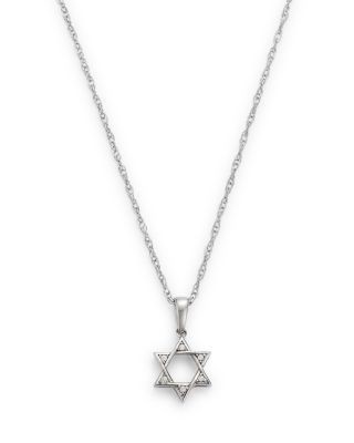 Bloomingdale's Fine Collection Diamond Accent Star of David Pendant Necklace in 14K White Gold, 18