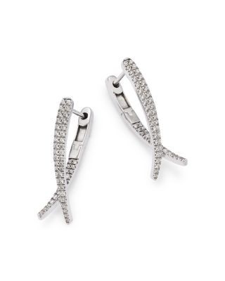 Bloomingdale's Fine Collection Diamond Crossover Earrings in 14K White Gold, 0.5 tcw