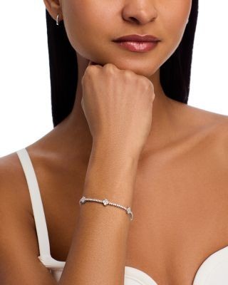 Bloomingdale's Fine Collection Diamond Clover Station Bracelet in 14K White Gold, 1.0 tcw