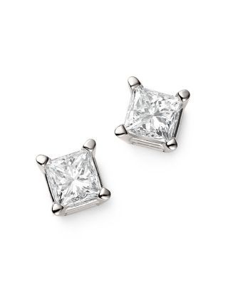 Bloomingdale's Fine Collection Diamond Princess-Cut Studs in 14K White Gold, 0.75 tcw