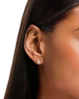 Bloomingdale's Fine Collection Diamond Princess Cut Stud Earrings in 14K White Gold, 1.5 tcw