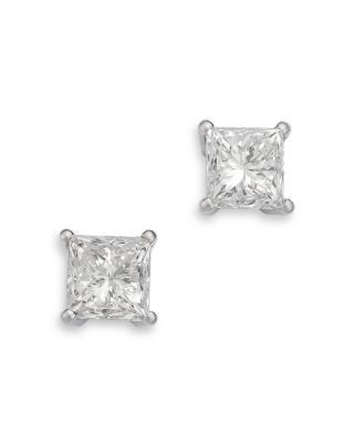 Bloomingdale's Fine Collection Diamond Princess Cut Stud Earrings in 14K White Gold, 2.0 tcw