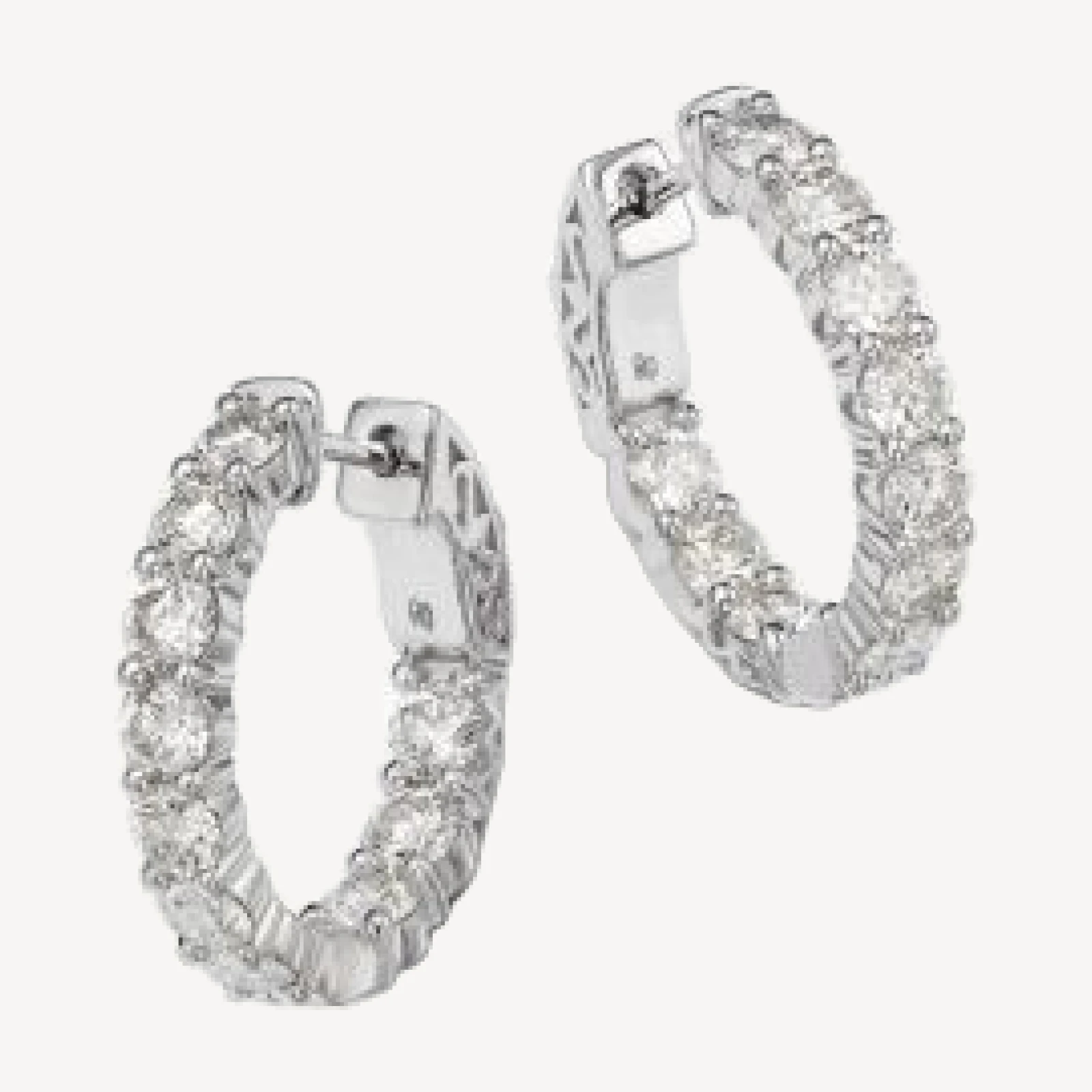 Bloomingdale's Fine Collection Diamond Inside Out Hoop Earrings in 14K White Gold, 2.5 tcw