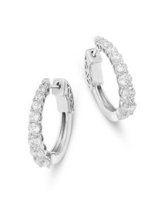 Bloomingdale's Fine Collection Diamond Tapered Hoop Earrings in 14K White Gold, 1.5 tcw