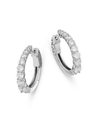 Bloomingdale's Fine Collection Diamond Tapered Hoop Earrings in 14K White Gold, 2.0 tcw