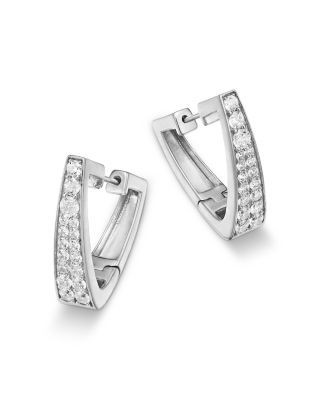 Bloomingdale's Fine Collection Diamond Geometric Hoop Earrings in 14K White Gold, 1.0 tcw
