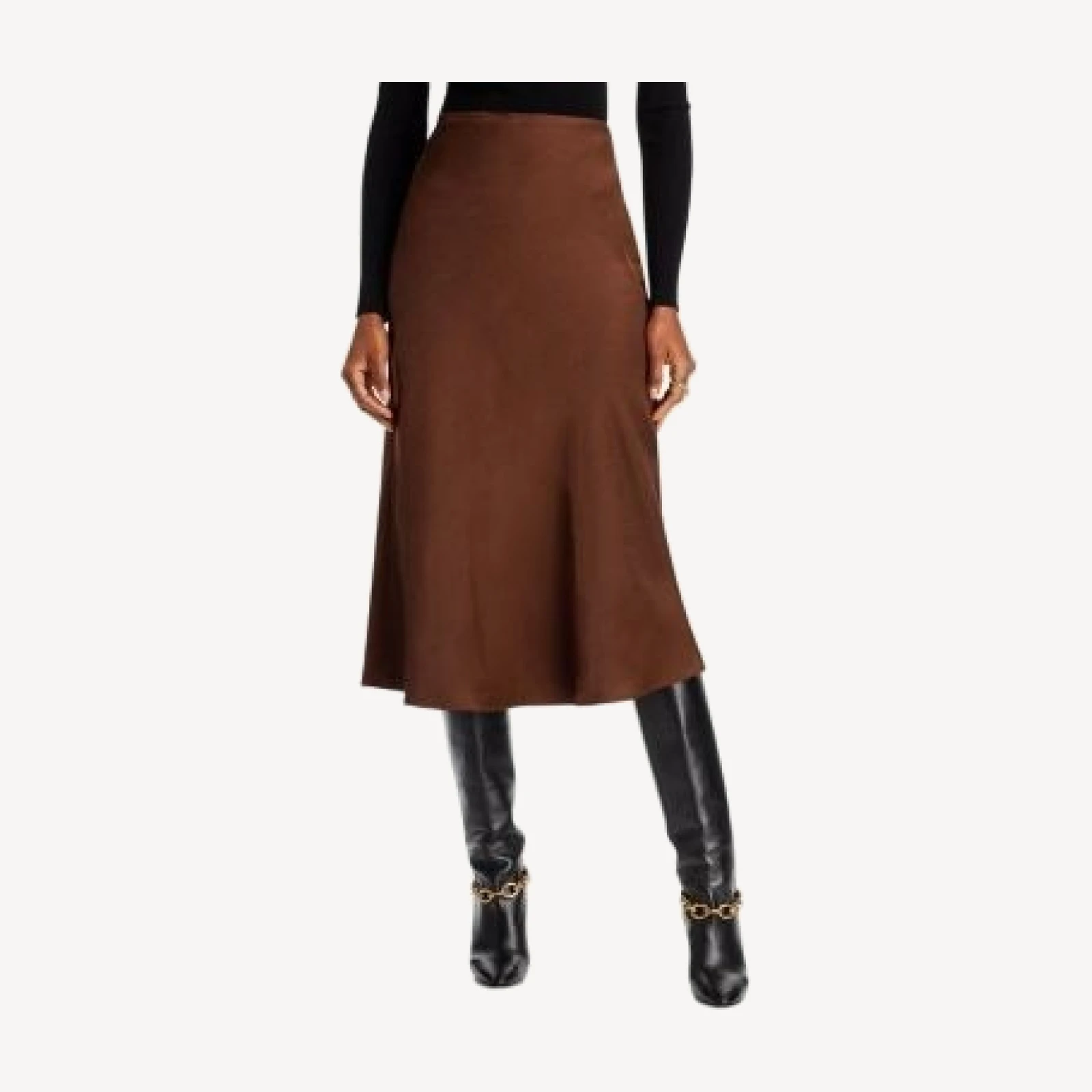 Aqua Midi Satin Slip Skirt - Exclusive