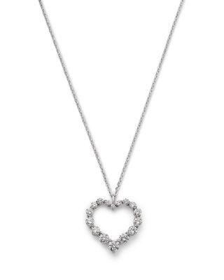 Bloomingdale's Fine Collection Certified Lab Grown Diamond Heart Pendant Necklace in 14K White Gold, 1.5 tcw