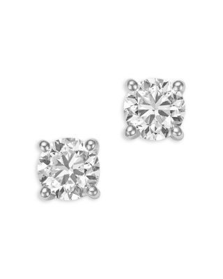 Bloomingdale's Fine Collection Luxe Collection Certified Lab Grown Diamond Three Prong Stud Earrings in 14K White Gold, 3.0 tcw