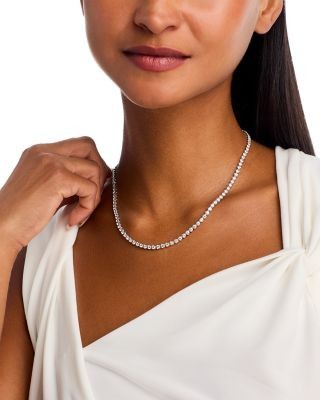 Bloomingdale's Fine Collection Certified Lab Grown Diamond Tennis Necklace in 14K White Gold, 7.0 tcw