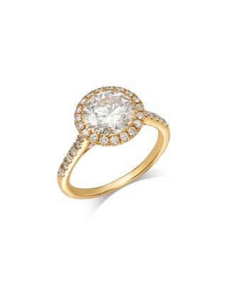 Bloomingdale's Fine Collection Luxe Collection Certified Lab Grown Diamond Halo Engagement Ring in 18K Yellow Gold, 2.5 tcw
