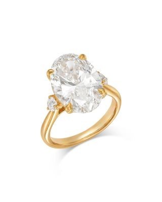 Bloomingdale's Fine Collection Luxe Collection Certified Lab Grown Diamond Oval Claw Prong Engagement Ring in 18K Yellow Gold, 6.25 tcw