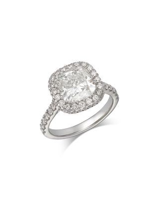 Bloomingdale's Fine Collection Luxe Collection Certified Lab Grown Diamond Cushion Cut Halo Engagement Ring in 18K White Gold, 4.0 tcw