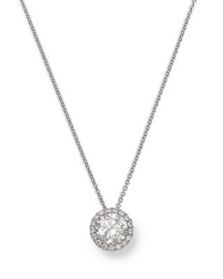 Bloomingdale's Fine Collection Luxe Collection Certified Lab Grown Diamond Halo Pendant Necklace in 14K White Gold, 2.0 tcw