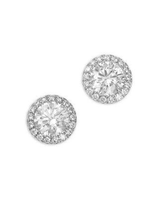 Bloomingdale's Fine Collection Luxe Collection Certified Lab Grown Diamond Halo Stud Earrings in 14K White Gold, 4.0 tcw