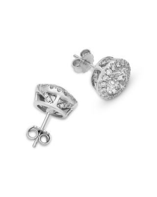 Bloomingdale's Fine Collection Luxe Collection Certified Lab Grown Diamond Halo Stud Earrings in 14K White Gold, 4.0 tcw