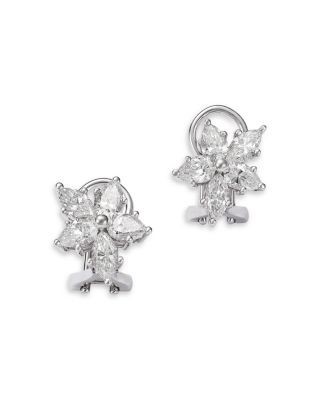 Bloomingdale's Fine Collection Luxe Collection Certified Lab Grown Diamond Mixed Cut Flower Earrings in 14K White Gold, 2.50 tcw