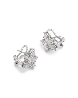 Bloomingdale's Fine Collection Luxe Collection Certified Lab Grown Diamond Mixed Cut Flower Earrings in 14K White Gold, 2.50 tcw
