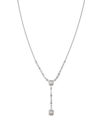 Diamond Mosaic Lariat Necklace in 14K White Gold, 1.0 tcw