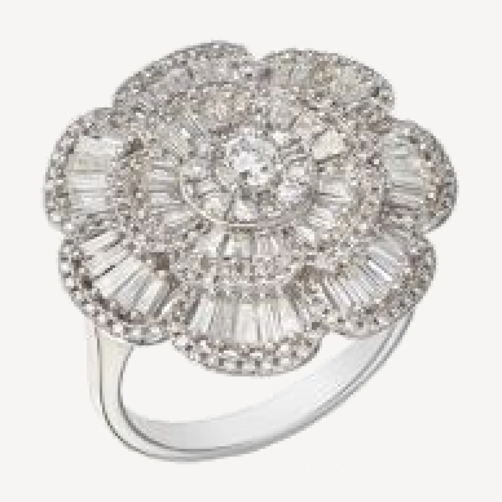 Bloomingdale's Fine Collection Diamond Round & Baguette Flower Ring in 14K White Gold, 1.50 tcw