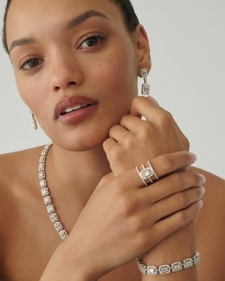 Bloomingdale's Fine Collection Diamond Mosaic Statement Necklace in 14K White Gold, 10.0 tcw