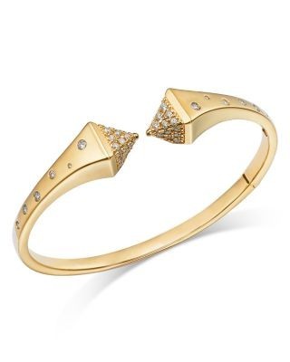 Bloomingdale's Fine Collection Diamond Pyramid Cuff Bangle Bracelet in 14K Yellow Gold, 1.0 tcw