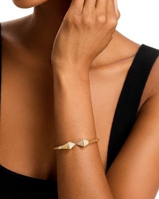 Bloomingdale's Fine Collection Diamond Pyramid Cuff Bangle Bracelet in 14K Yellow Gold, 1.0 tcw