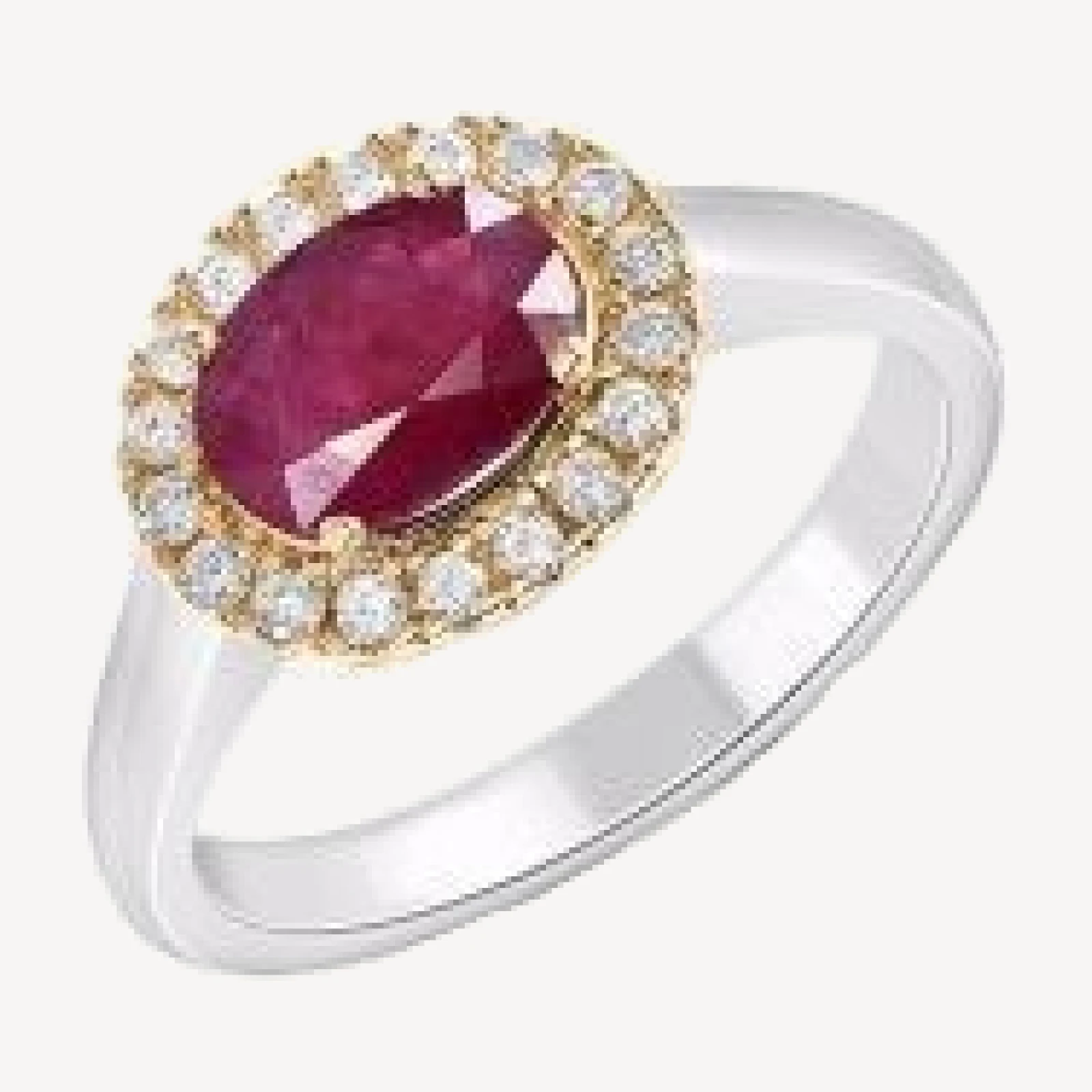 Bloomingdale's Fine Collection Ruby & Diamond Oval Halo Ring in 14K Yellow & White Gold