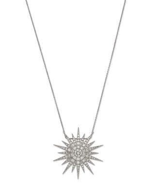 Bloomingdale's Fine Collection Diamond Starburst Pendant Necklace 14K White Gold, 2.0 tcw