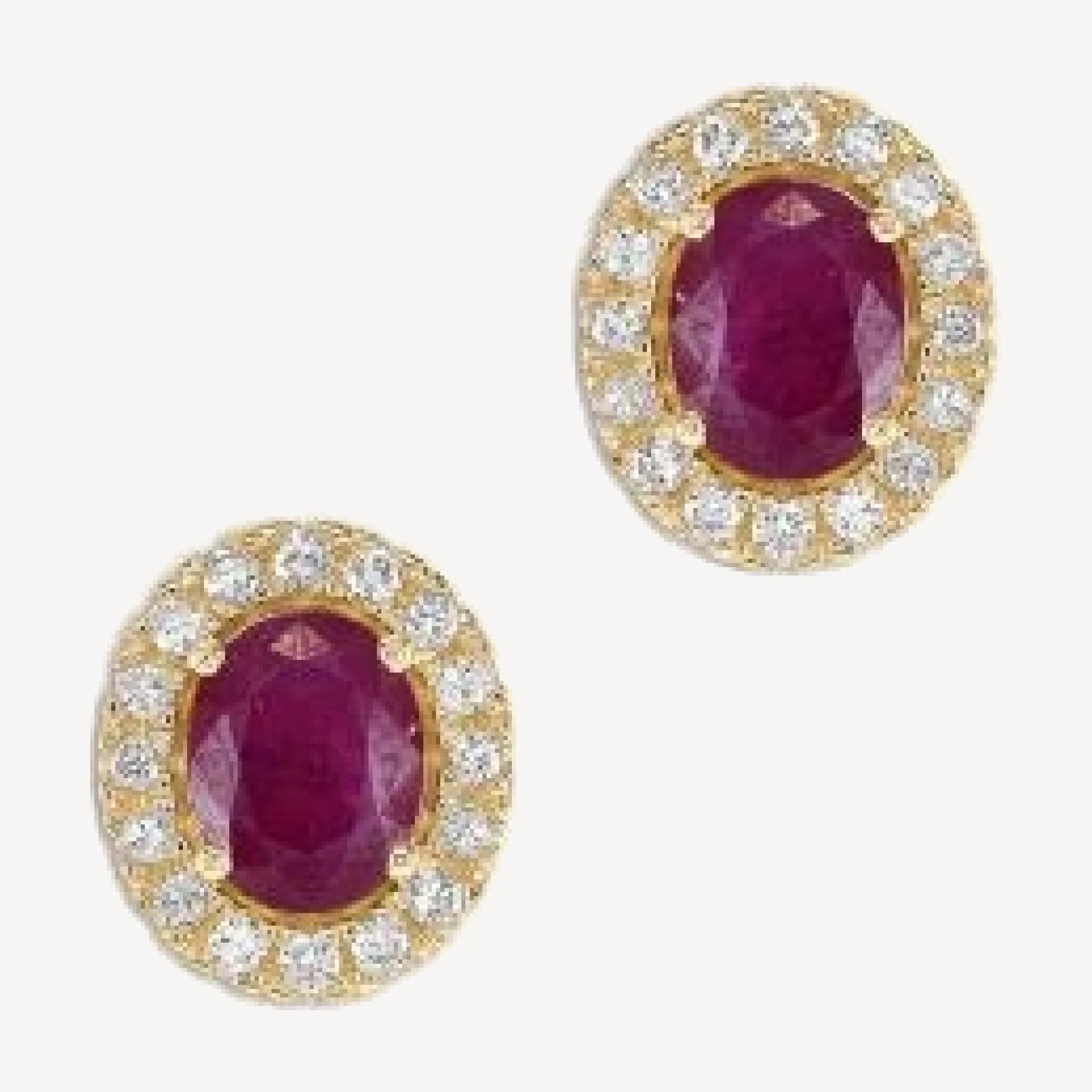 Bloomingdale's Fine Collection Ruby & Diamond Oval Halo Stud Earrings in 14K Yellow Gold