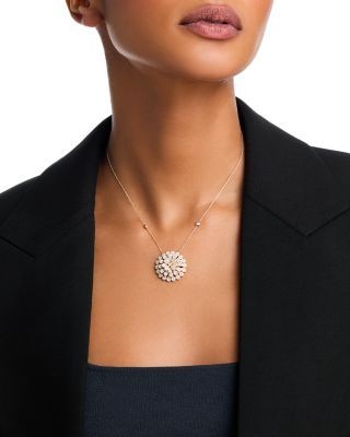 Bloomingdale's Diamond Pave Flower Pendant Necklace in 14K Yellow Gold, 1.50 tcw
