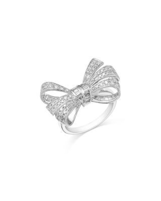 Bloomingdale's Fine Collection Diamond Pave Bow Statement Ring in 14K White Gold, 1.00 tcw