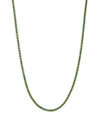 Bloomingdale's Fine Collection Emerald Tennis Necklace in 14K Yellow Gold, 16.5