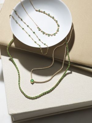 Bloomingdale's Fine Collection Emerald Tennis Necklace in 14K Yellow Gold, 16.5