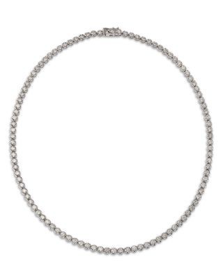Bloomingdale's Fine Jewelry Diamond Crown Set Tennis Necklace in 14K White Gold, 10 tcw