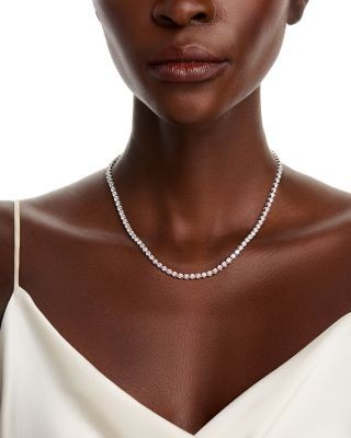 Bloomingdale's Fine Jewelry Diamond Crown Set Tennis Necklace in 14K White Gold, 10 tcw
