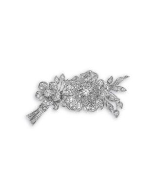 Bloomingdale's Fine Collection Diamond Flower & Vine Brooch in 14K White Gold, 1.00 tcw