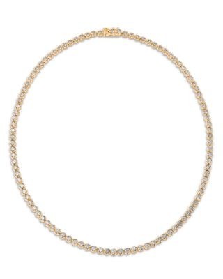 Bloomingdale's Fine Collection Diamond Crown Set Tennis Necklace in 14K Yellow Gold, 10.0 tcw