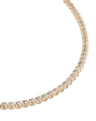Bloomingdale's Fine Collection Diamond Crown Set Tennis Necklace in 14K Yellow Gold, 10.0 tcw
