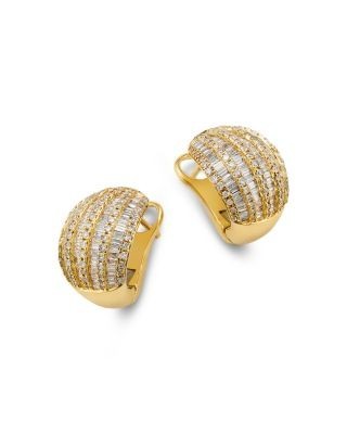 Bloomingdale's Fine Collection Diamond Round & Baguette Dome Earrings in 14K Yellow Gold, 1.0 tcw