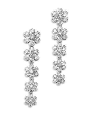 Bloomingdale's Fine Collection Diamond Flower Drop Earrings in 14K White Gold, 1.0 tcw