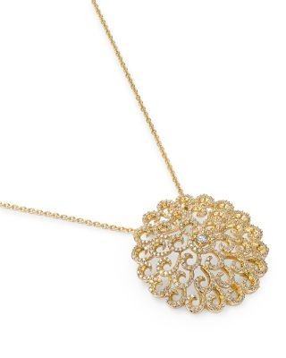 Bloomingdale's Fine Collection Diamond Filigree Medallion Pendant Necklace in 14K Yellow Gold, 1.0 tcw