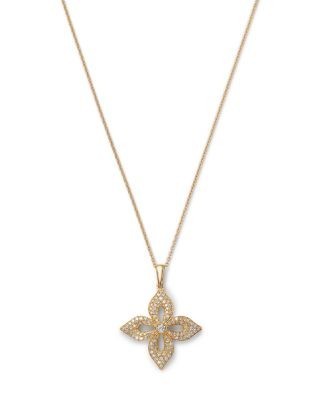 Bloomingdale's Fine Collection Diamond Flower Pendant Necklace in 14K Yellow Gold, 0.33 tcw