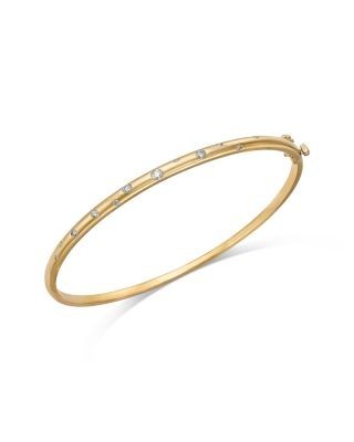 Bloomingdale's Fine Collection Burnished Diamond Set Bangle in 14K Yellow Gold, 0.25 tcw