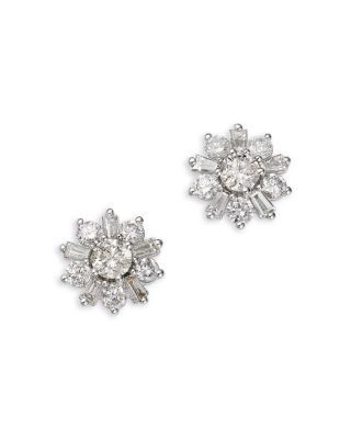 Bloomingdale's Fine Collection Diamond Flower Stud Earrings in 14K White Gold, 1.25 tcw