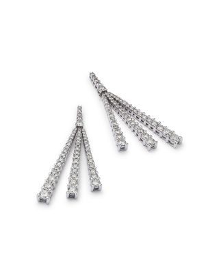 Bloomingdale's Fine Collection Diamond Triple Row Drop Earrings in 14K White Gold, 2.50 tcw