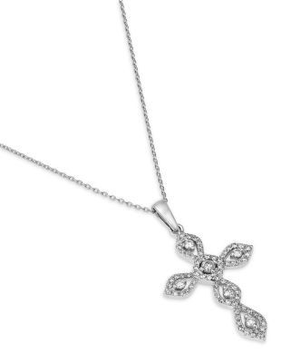 Bloomingdale's Fine Collection Diamond Cross Pendant Necklace in 14K White Gold, 0.50 tcw
