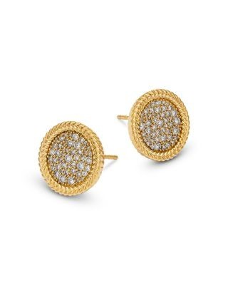 Bloomingdale's Fine Collection Diamond Pave Disc Studs with 14K Yellow Gold Bead Setting, 0.50 tcw