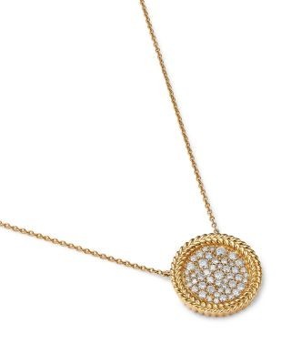 Bloomingdale's Fine Collection Diamond Pave Disc Pendant Necklace with 14K Yellow Gold Bead Setting, 0.50 tcw